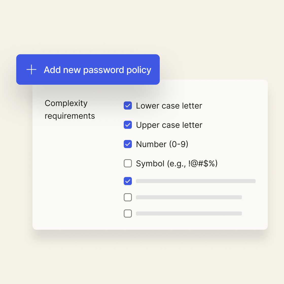 Image of a screen displaying new password requirements.