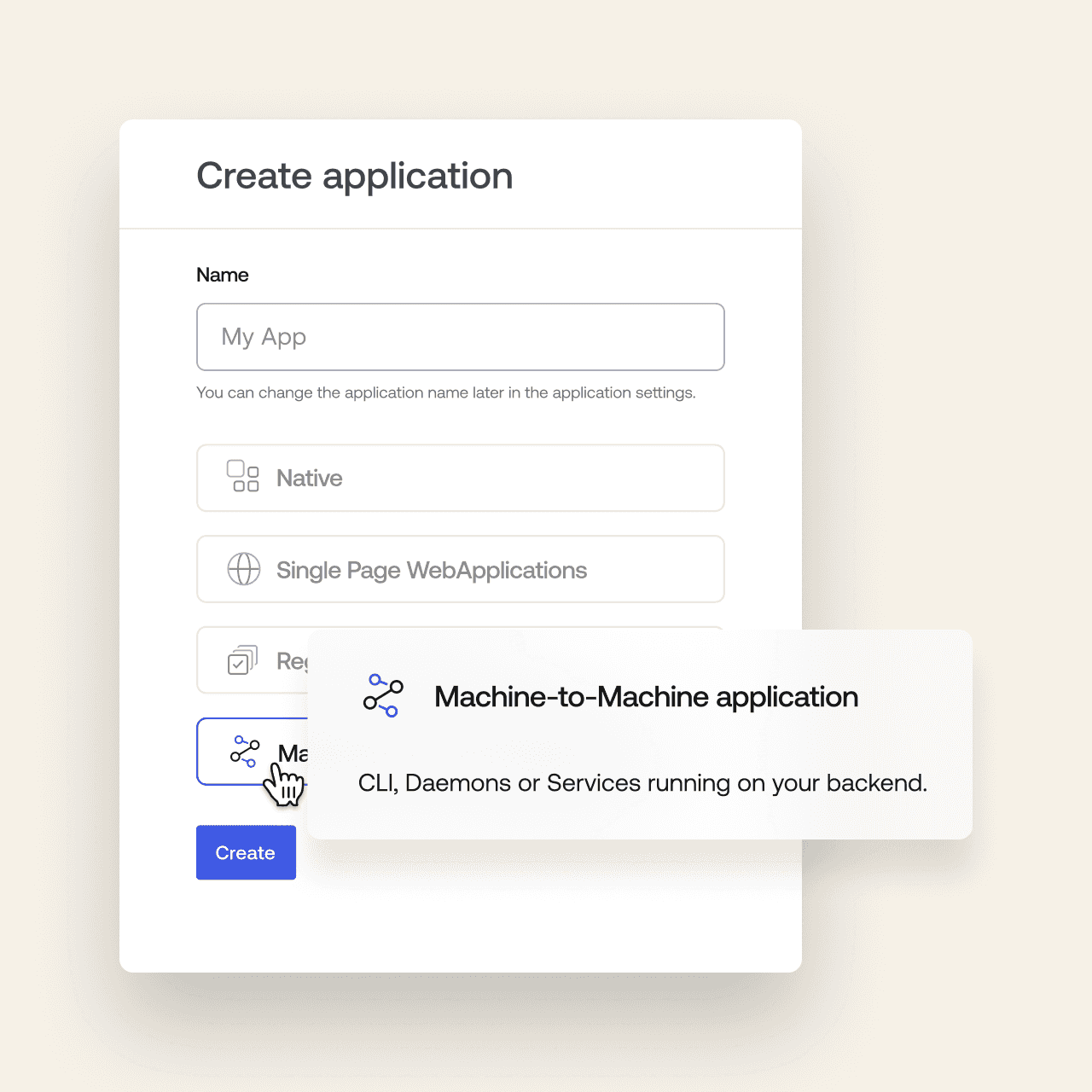 A machine-to-machine authorization application form.