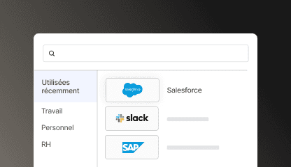 Okta dashboard image featuring options for viewing Recently Used, Work, Personal, and HR tabs.