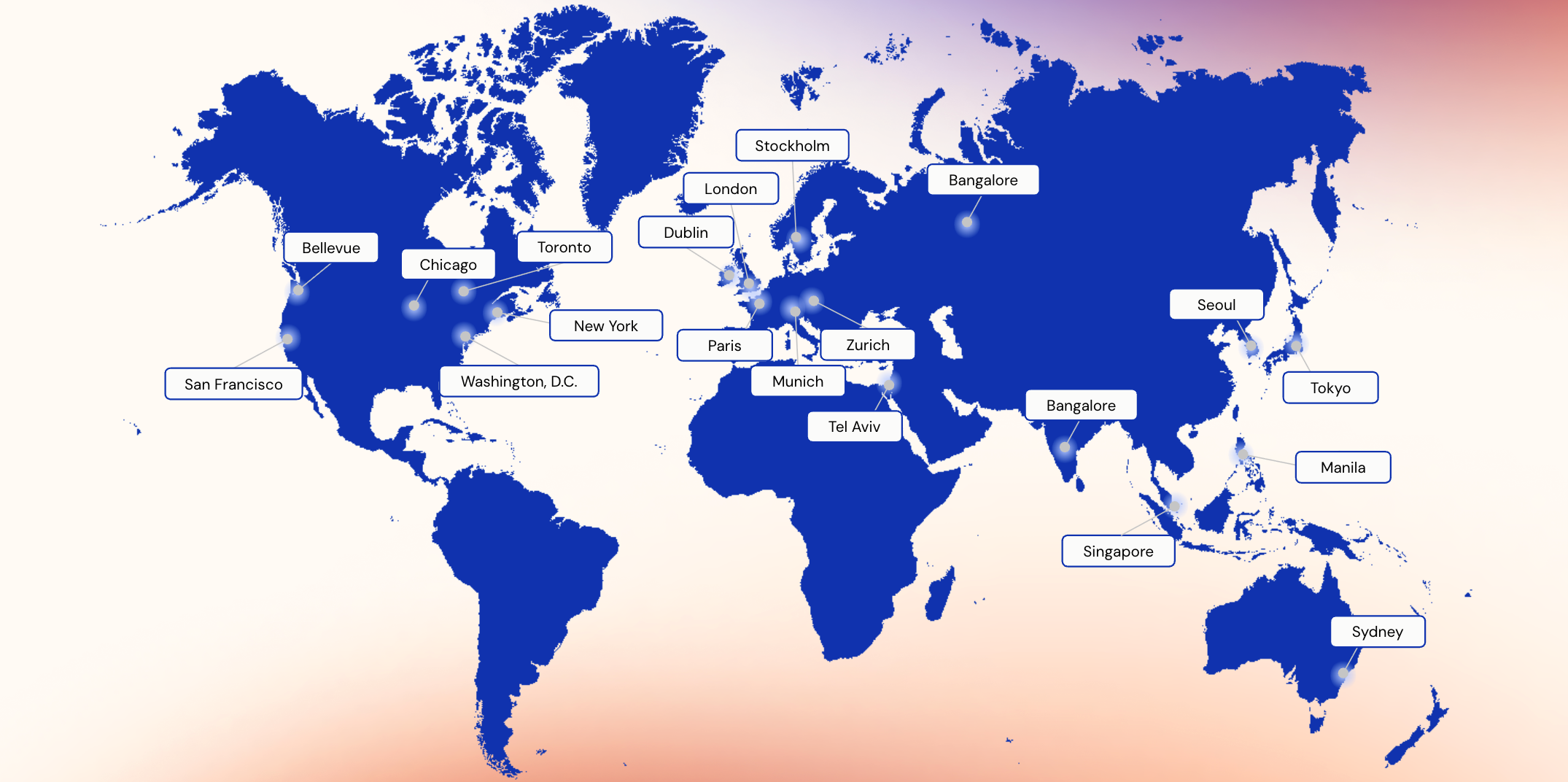 Okta Internship locations on map