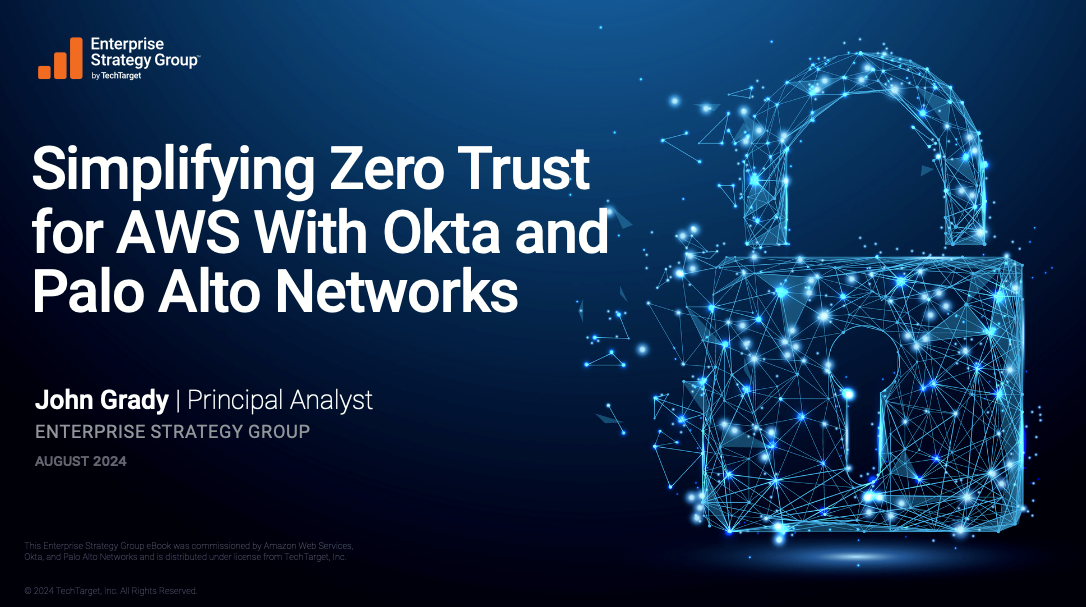 Image of the Simplifying Zero Trust for AWS with Okta and Palo Alto Networks eBook thumbnail.