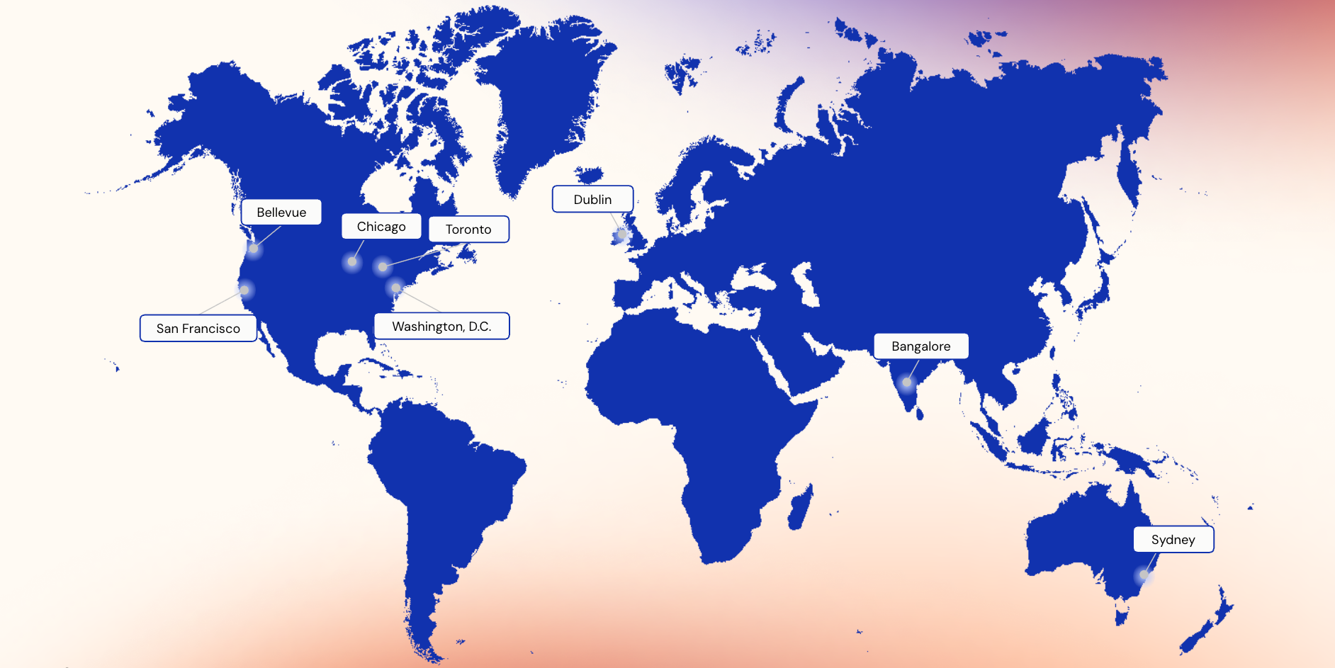 Okta Internship locations on map