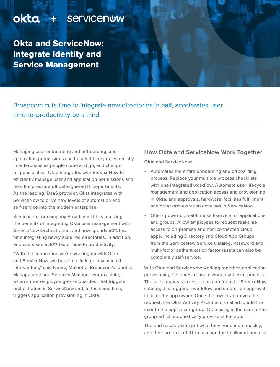 Okta and ServiceNow: Integrate Identity and Service Management