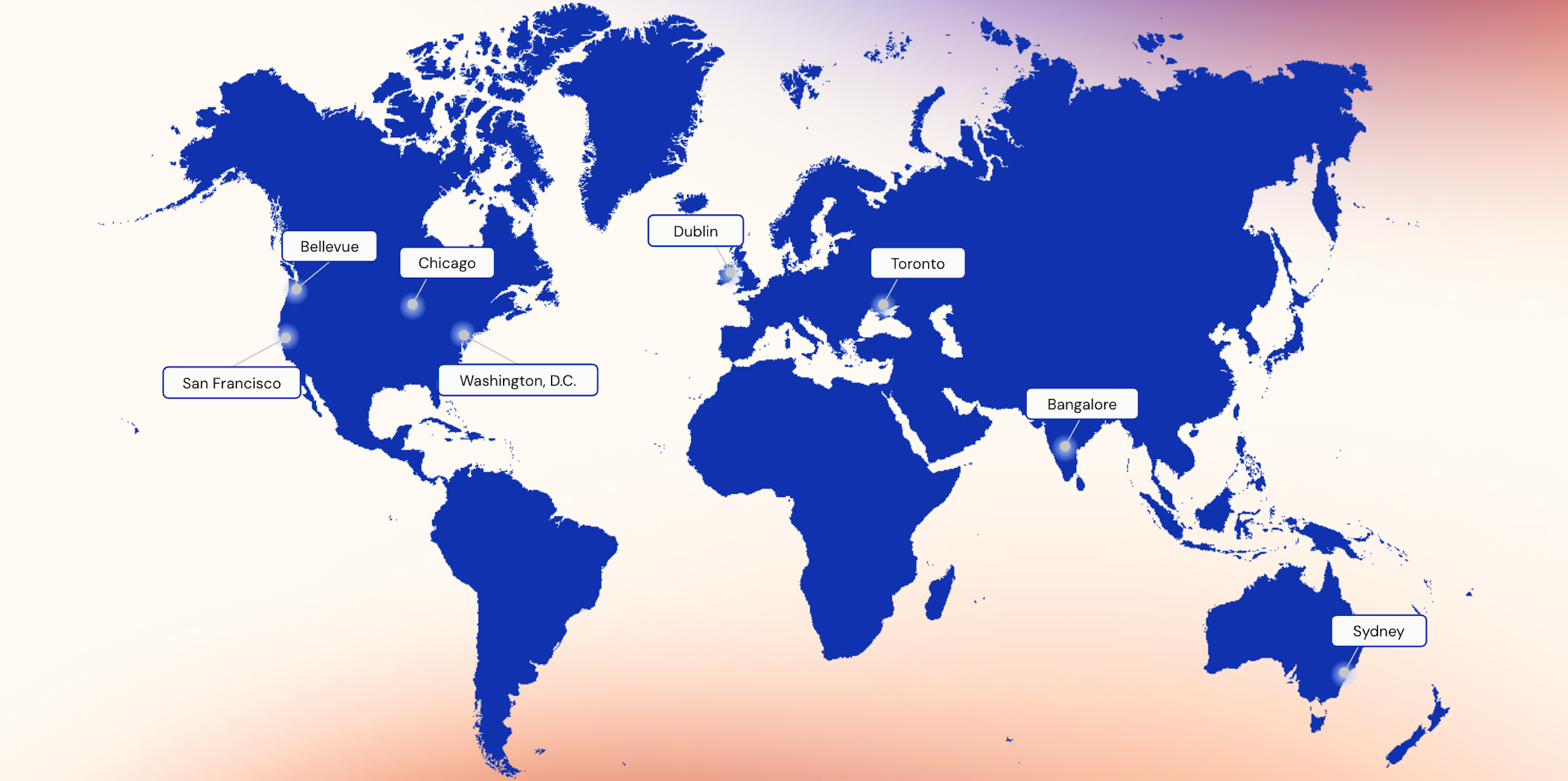 Okta Internship locations on map