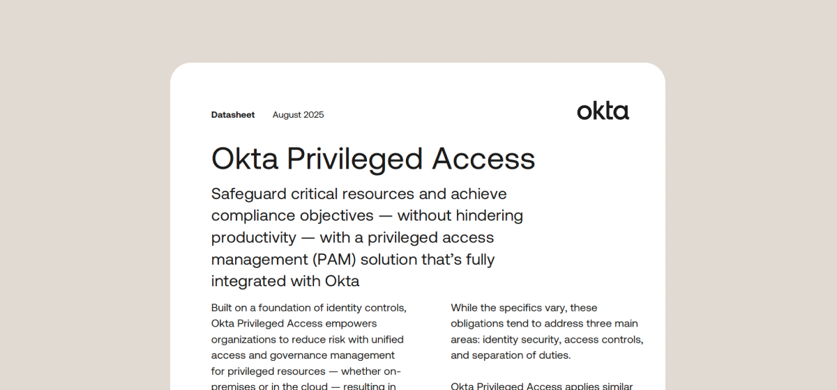 Okta Privileged Access Technical Datasheet | Okta
