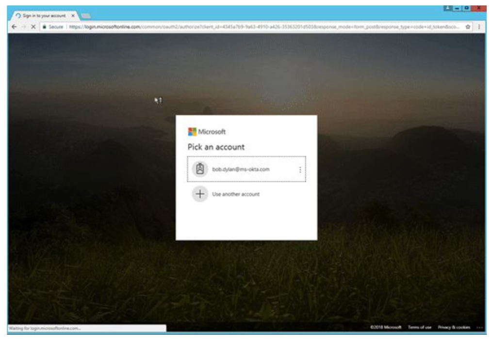 Okta authentication screen