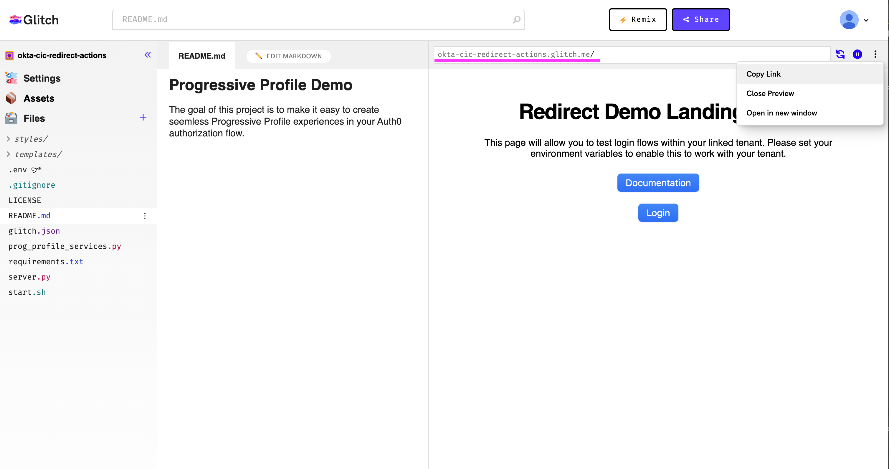 Glitch url example