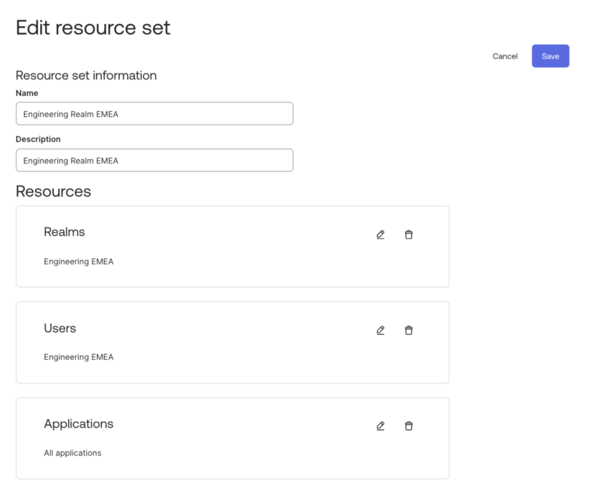 Edit resource set