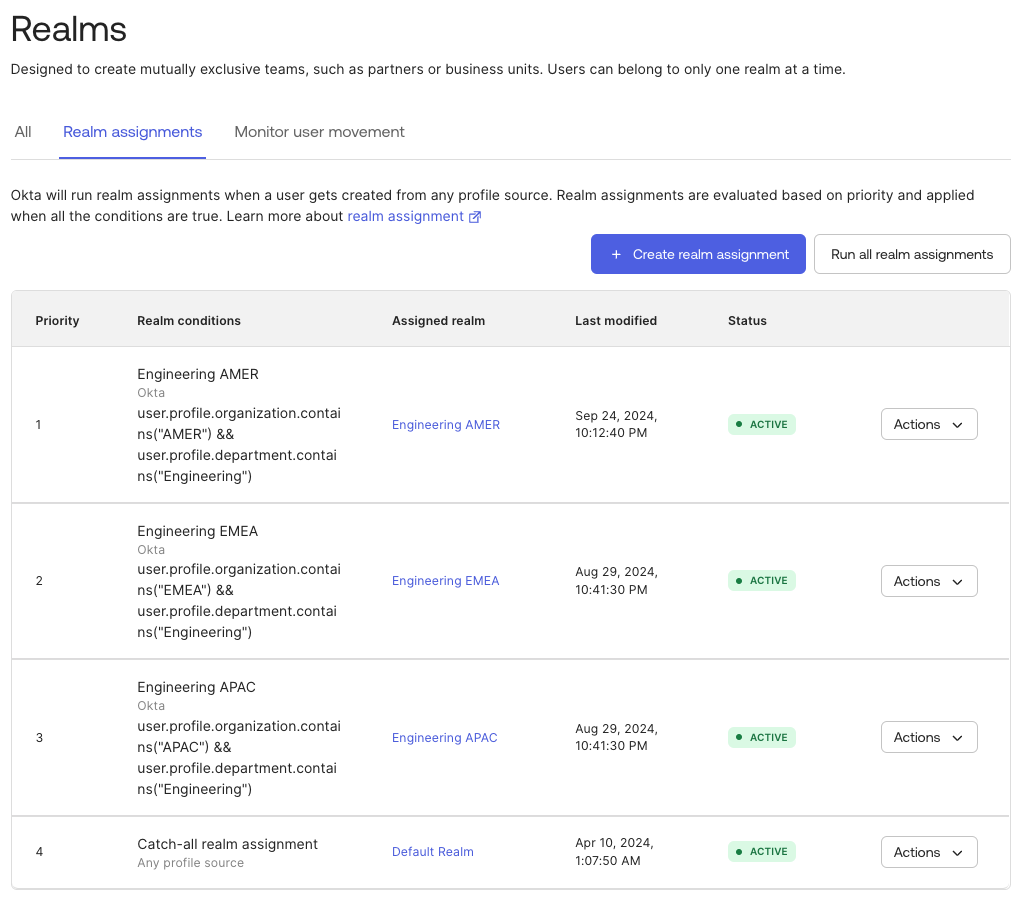 Realms assignments