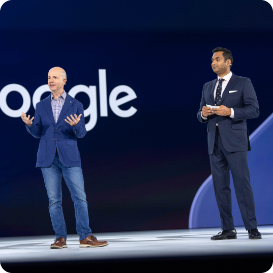 Two men speaking at Oktane.