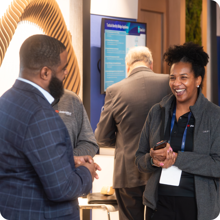 Business people in Okta conference