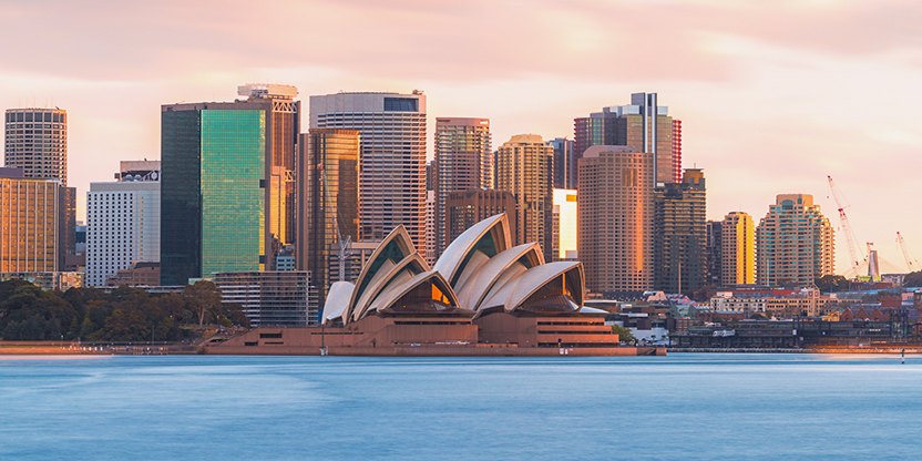 Sydney Opera House and City Skyline at Sunset