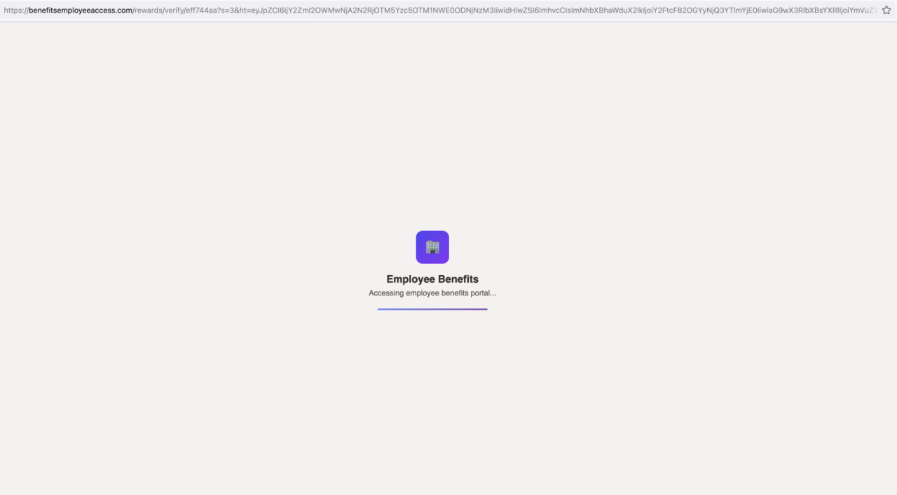 Phishing site simulates the loading of a page