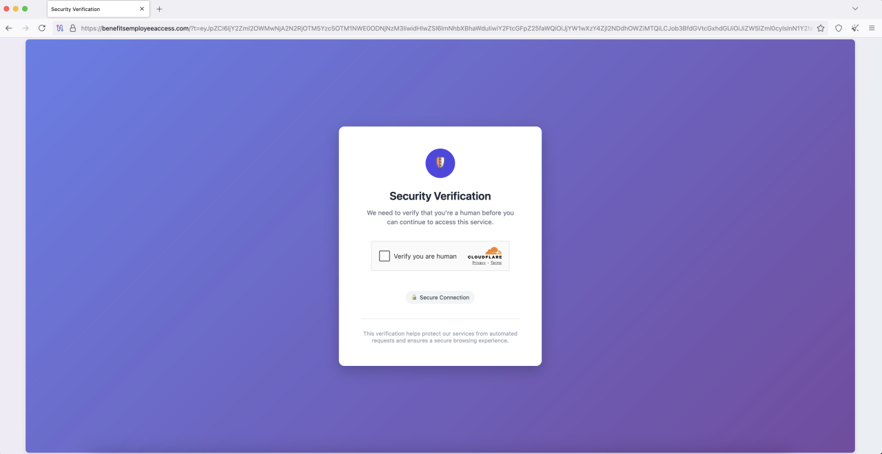 Cloudflare CAPTCHA "Security Verification"