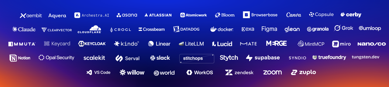 Gradient banner featuring a grid of tech and software logos against a blue-to-purple background.