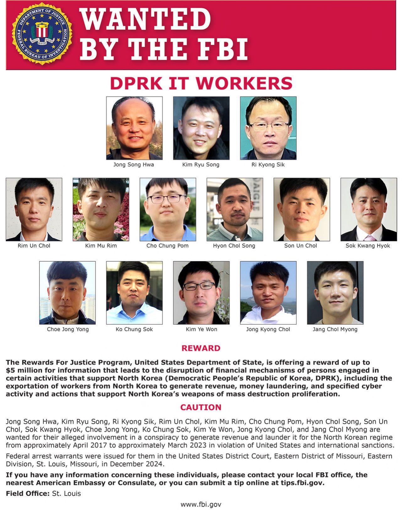 Figure 3: FBI DPRK ITW wanted poster