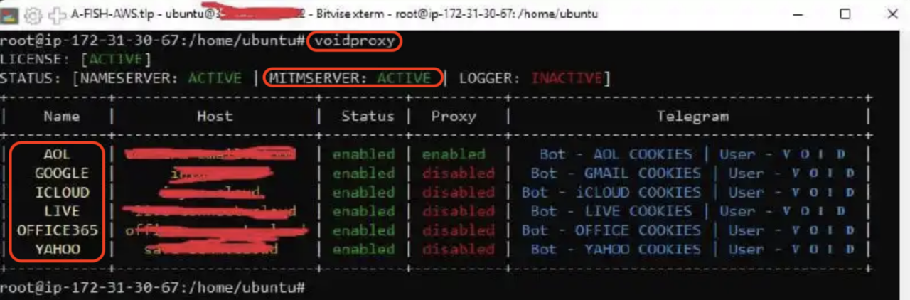 VoidProxy-Screenshot, der an Dark-Web-Werbung angehängt ist