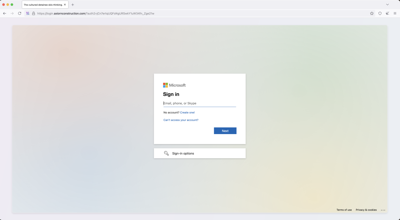 Eine VoidProxy-Phishing-Seite, die auf Microsoft-Accounts abzielt
