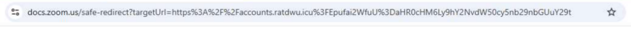 Ein AnyRun-Scan zeigt die Weiterleitung von einem Zoom Doc-Link zur Phishing-Domain