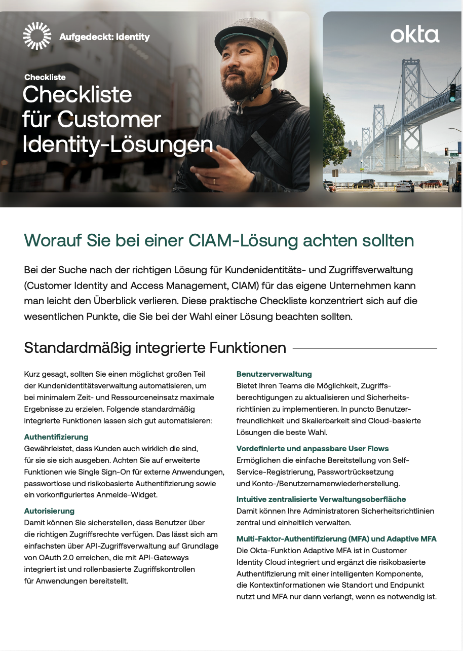 Checkliste für Customer Identity-Lösungen