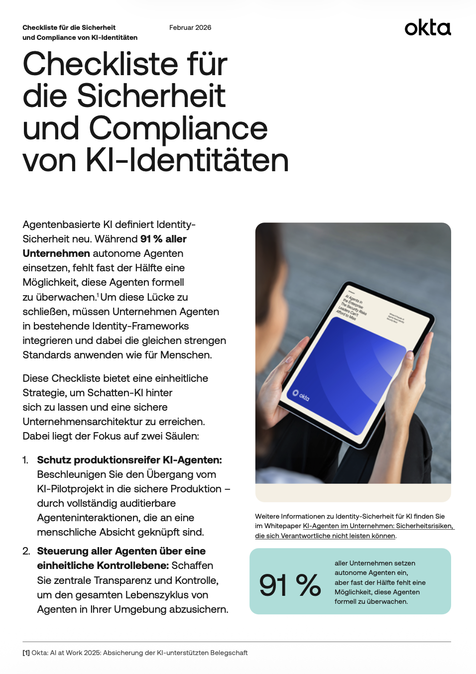 Checkliste für die Sicherheit und Compliance von KI-Identitäten