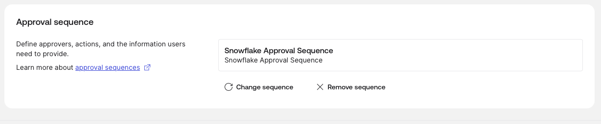 Screenshot of a web interface showing an approval sequence configuration panel. 