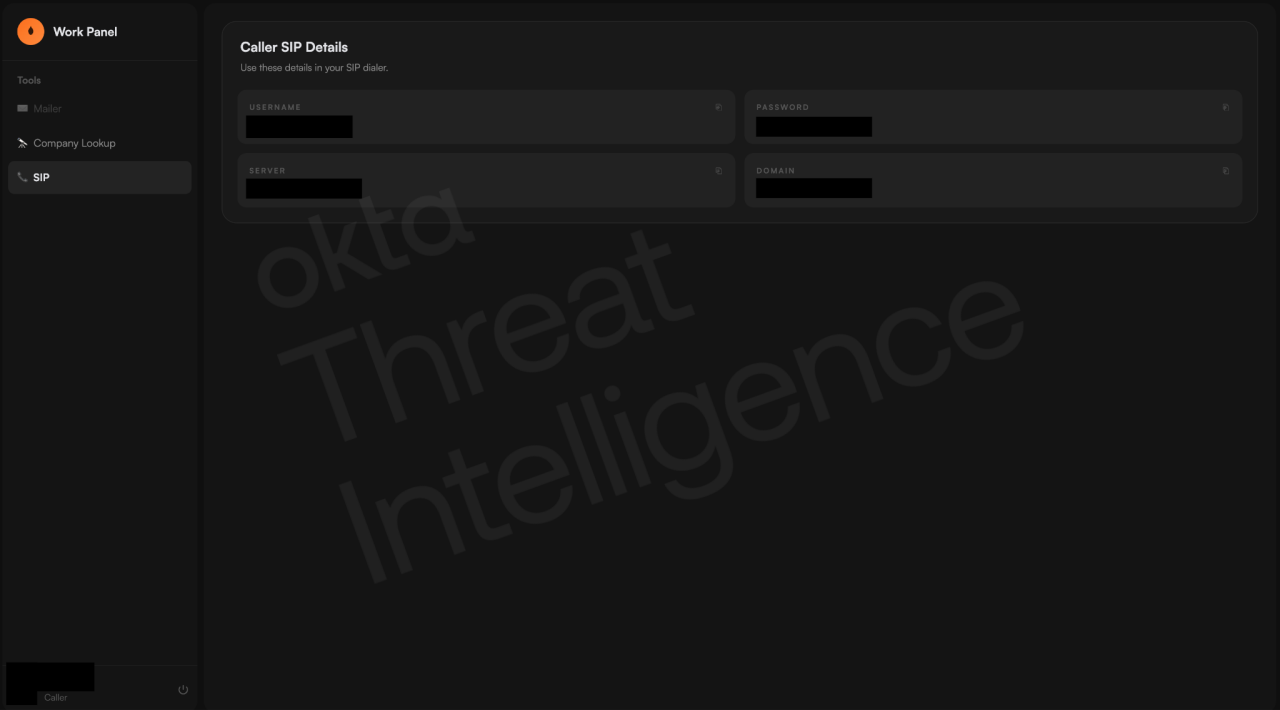 Figure 3. The caller workspace