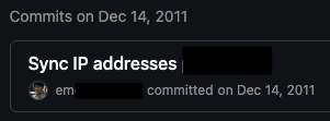 Figure 5. The earliest commit presented on GitHub