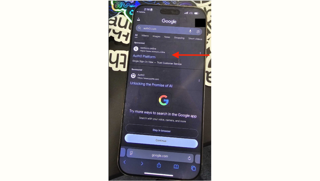 Exemple de site malveillant sponsorisé pour optimiser le classement dans les résultats de recherche Google