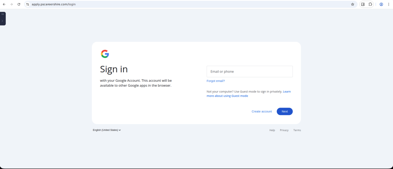 Invite de connexion Google de deuxième étape