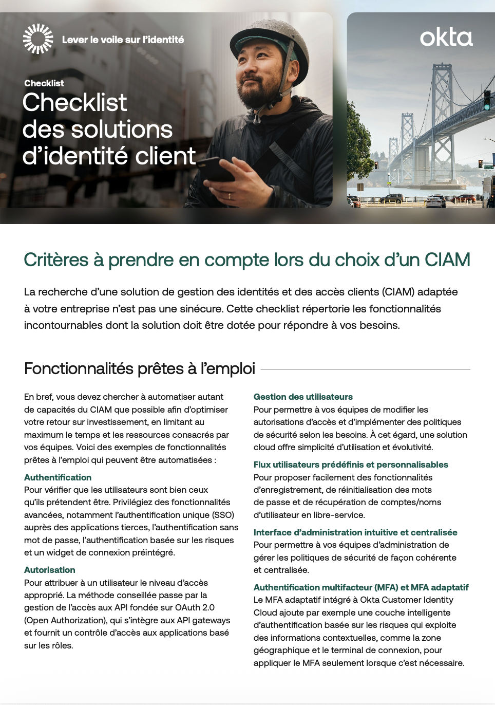 Checklist des solutions d’identité client