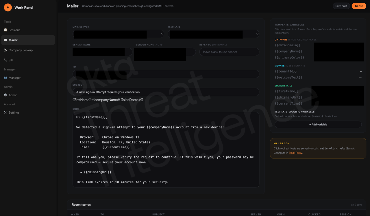 Figure 10. A Work Panel phishing email template.