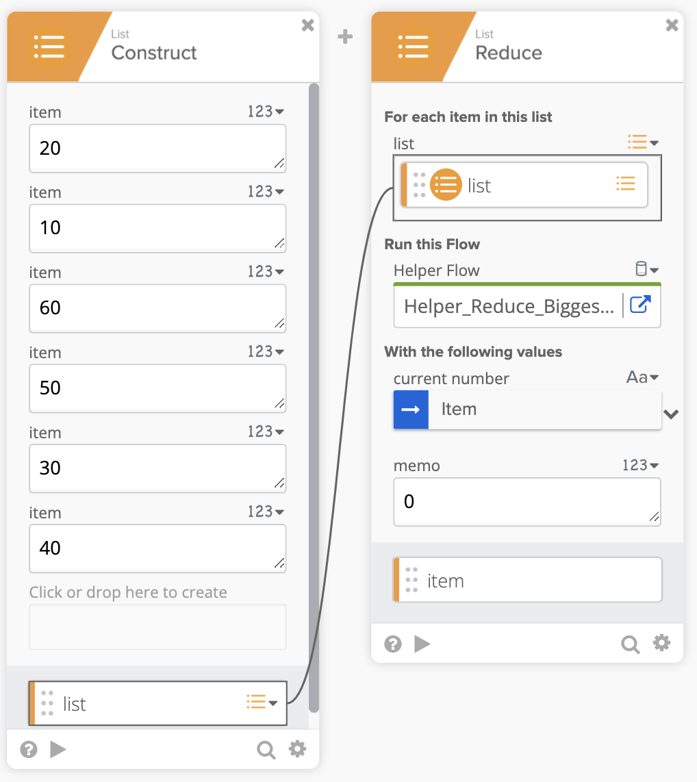 Workflow with two connected panels labeled Construct and Reduce. 
