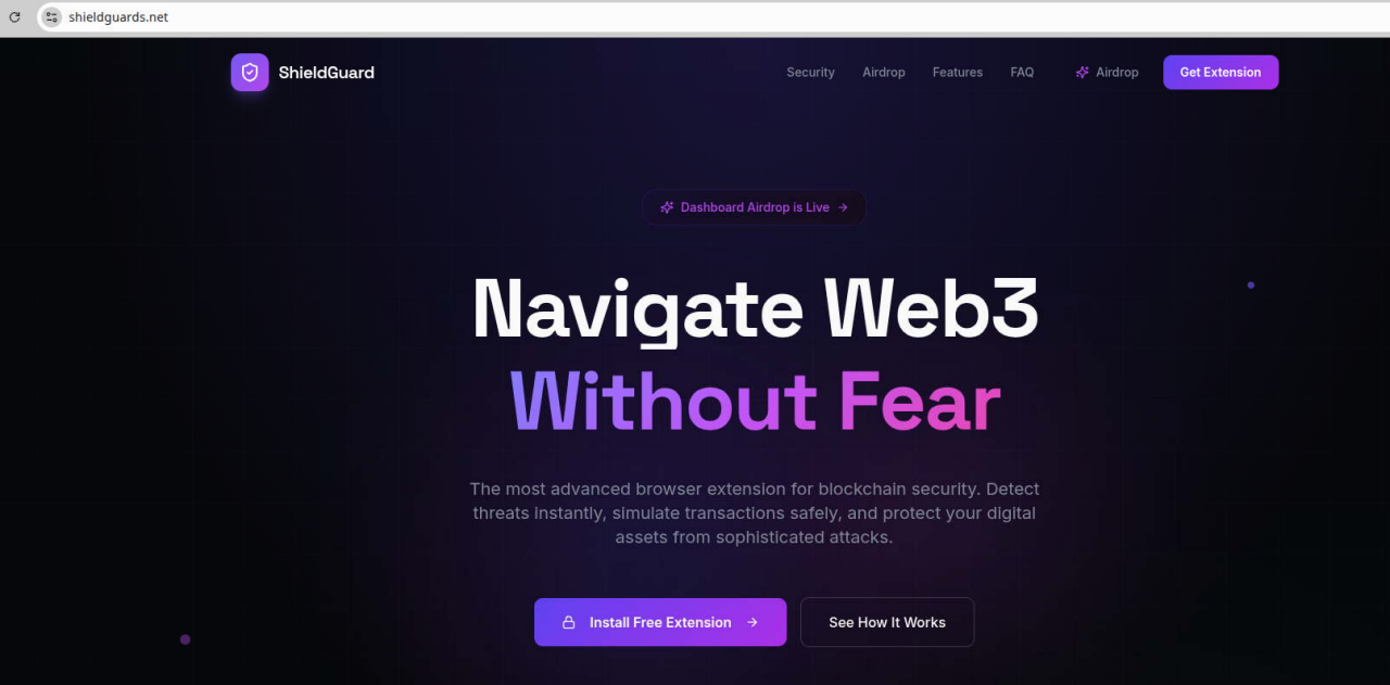 Figure 1: Front page of ShieldGuard website