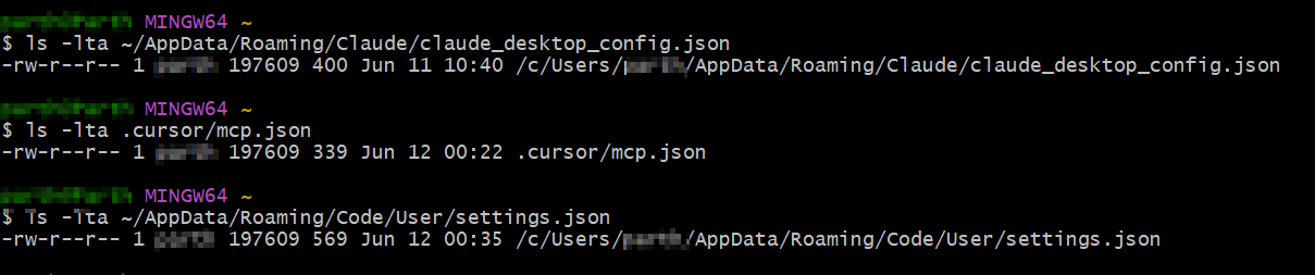 Permisos predeterminados para los archivos de configuración de Claude, Cursor y vs code.