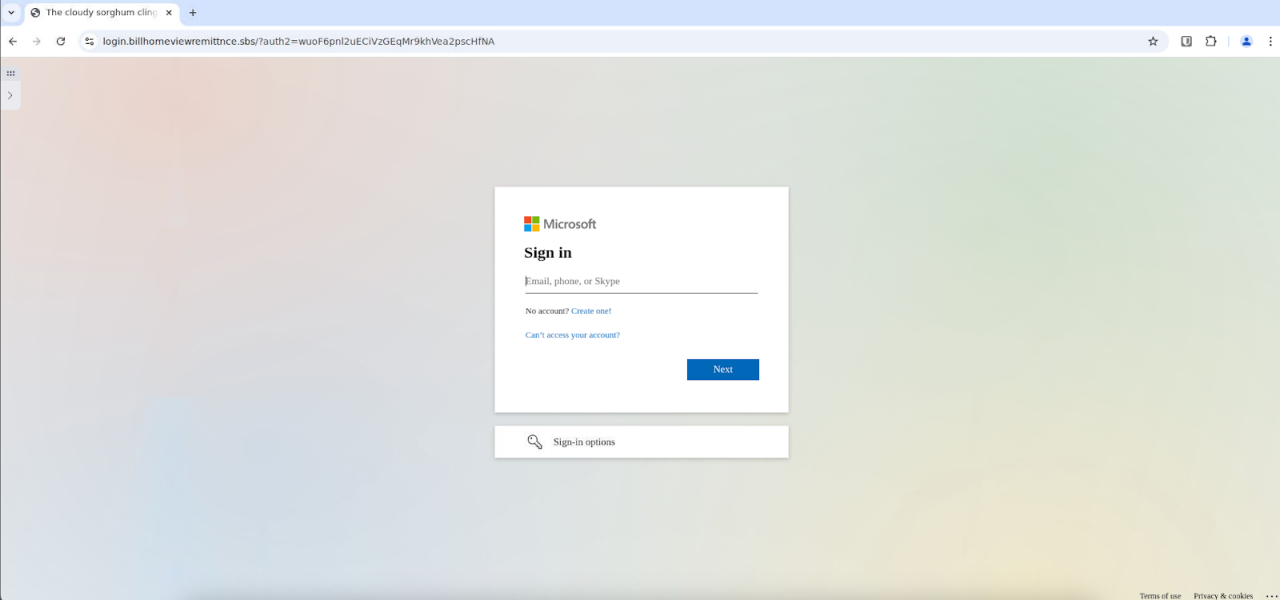 A VoidProxy phishing page targeting Microsoft accounts