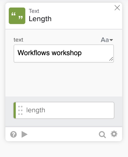 User interface showing a text input field labeled Length.