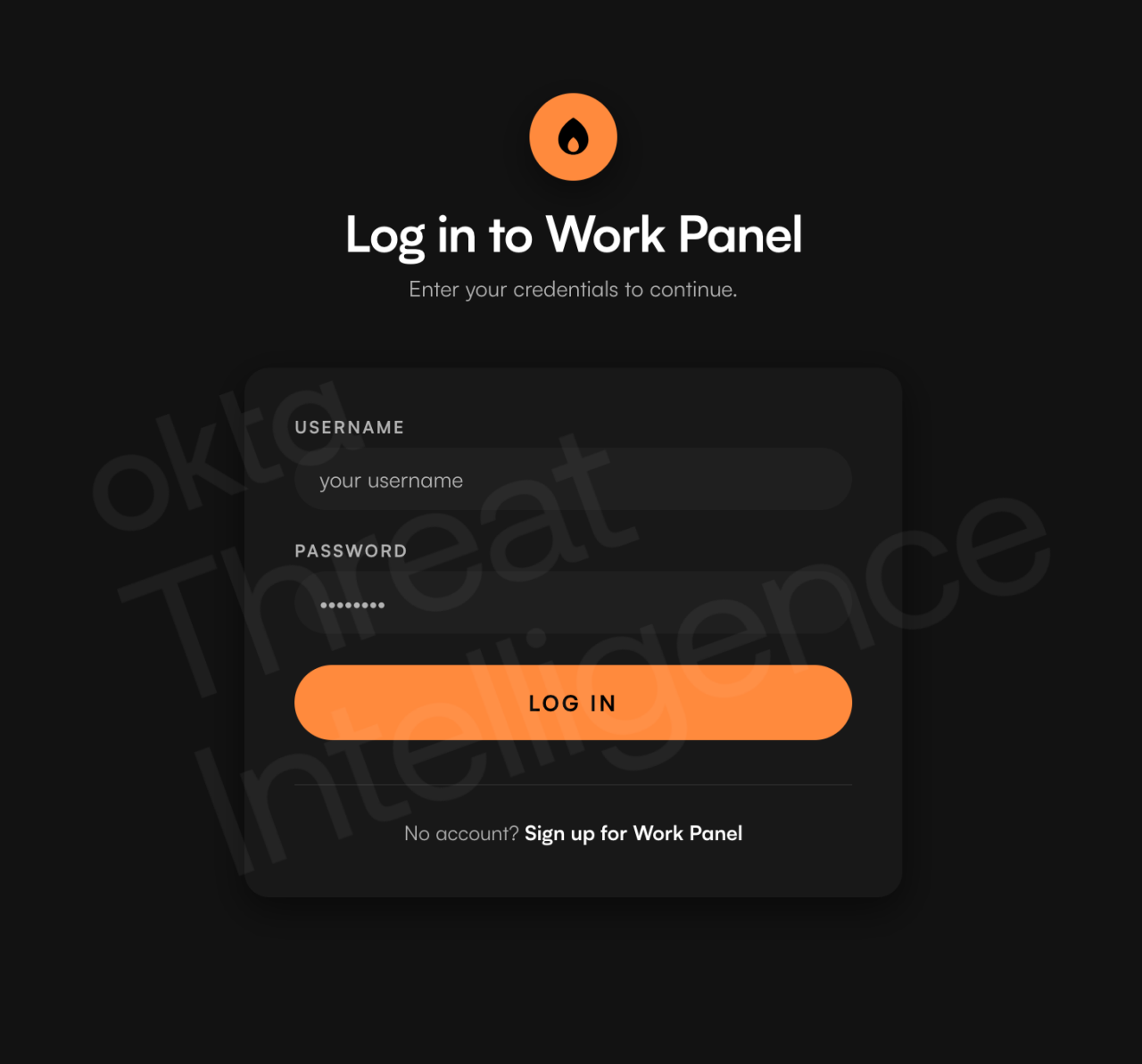 Figure 1: Work Panel login page