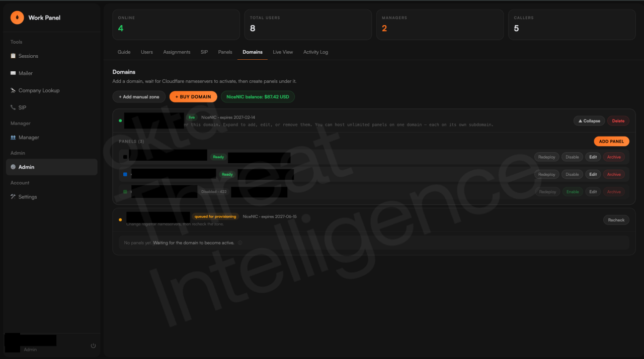 Figure 8. Admin domain configuration