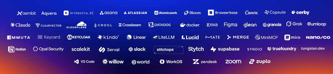 Gradient banner featuring a grid of tech and software logos against a blue-to-purple background.