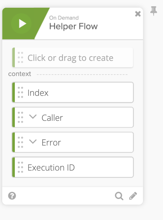 Okta Workflows "On Demand Helper Flow" card showing context variables.