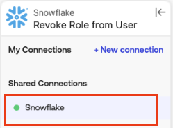 Screenshot of a Snowflake connection panel in a software interface. 