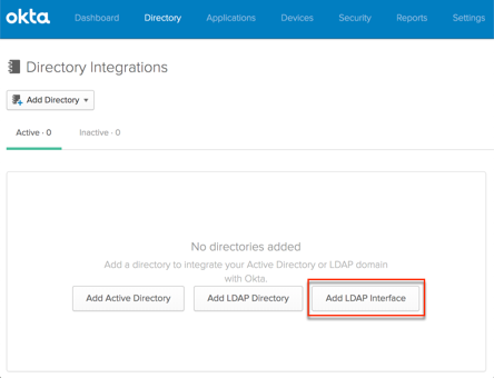 Okta directories UI