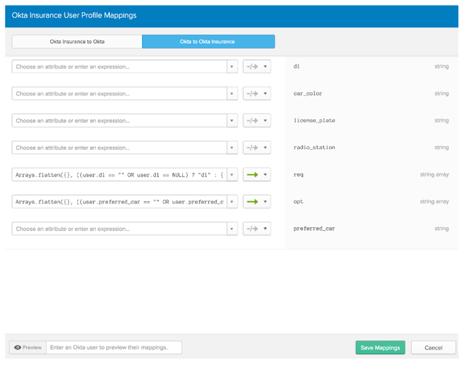 Profile mappings page