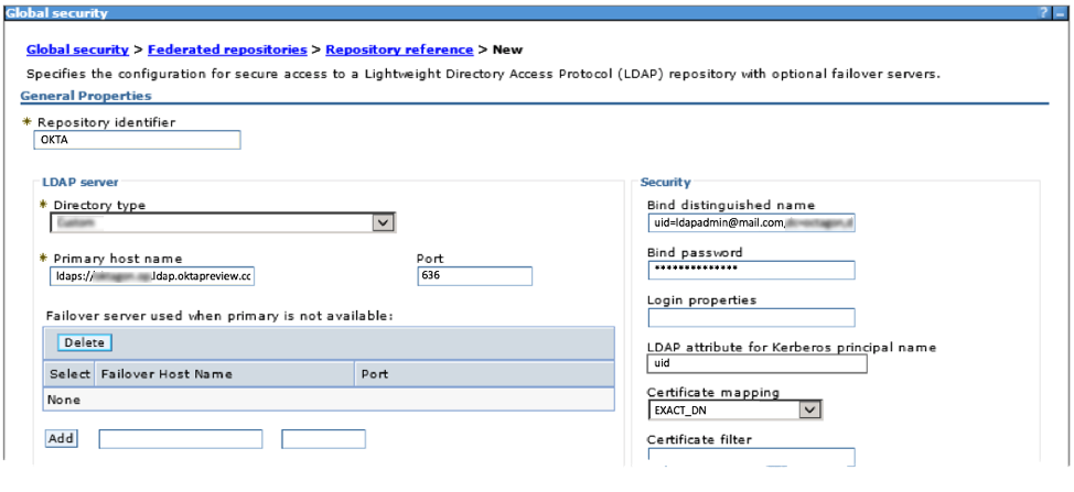 Setting an LDAP connection