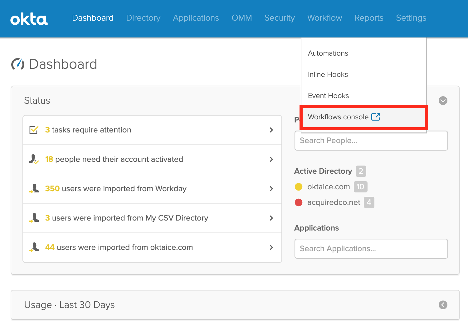 Workflows admin dashboard