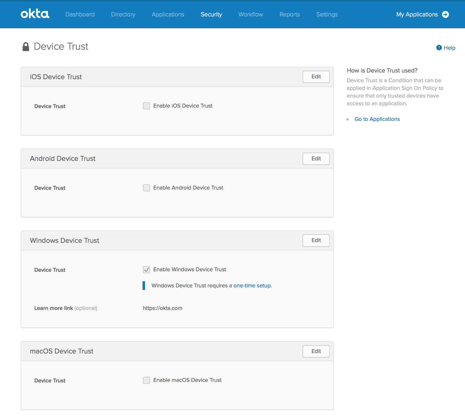 device trust settings