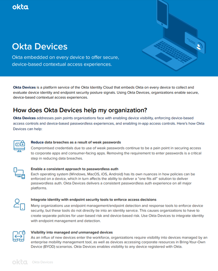 Okta Devices Datasheet.