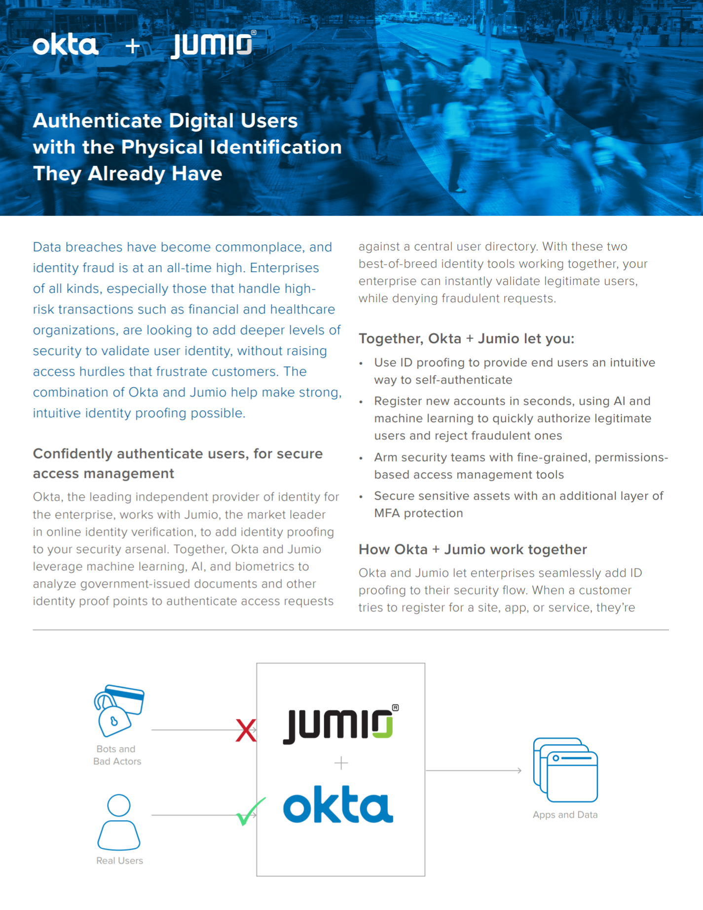 Authenticate digital users with Okta and Jumio.