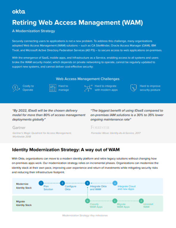 Read this datasheet on retiring Web Access Management (WAM).